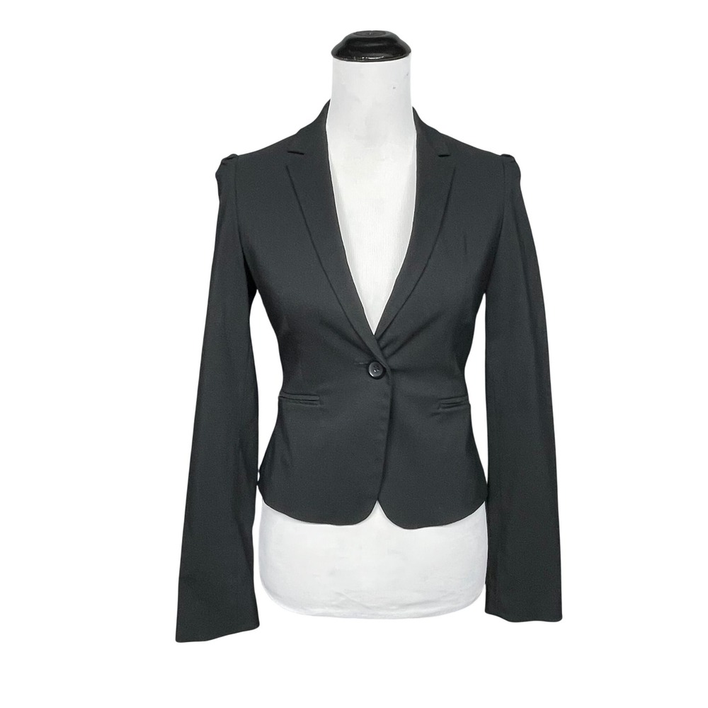 Express Design Studio Blazer Women Size 2 Black One Button Office Career Jacket